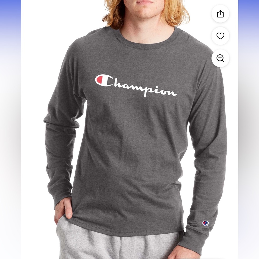 CHAMPION Men's Charcoal Long Sleeve Tee